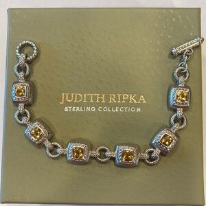 Judith Ripka 925 Citrine Link Toggle Bracelet (42.30g)